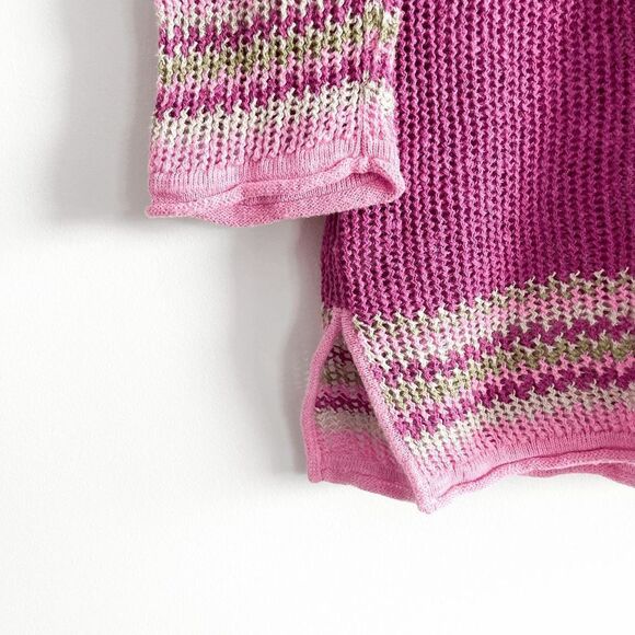 Tommy Bahama Women Sweater Open Knit Quarter Sleeve Purple Medium - Picture 2 of 8